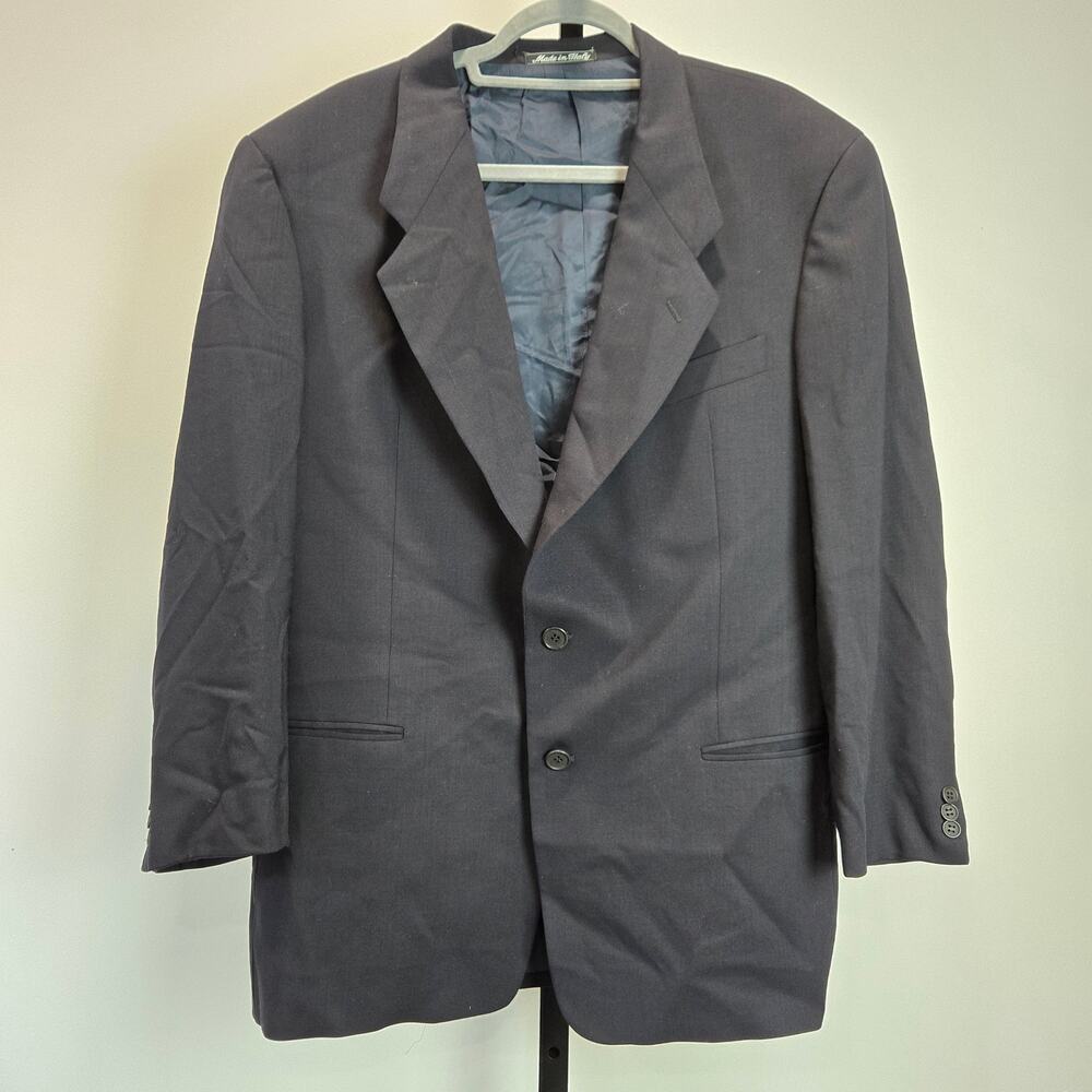 Giorgio Armani Wool Blazer Suit Jacket Black Two Button Mens Classic 41S
